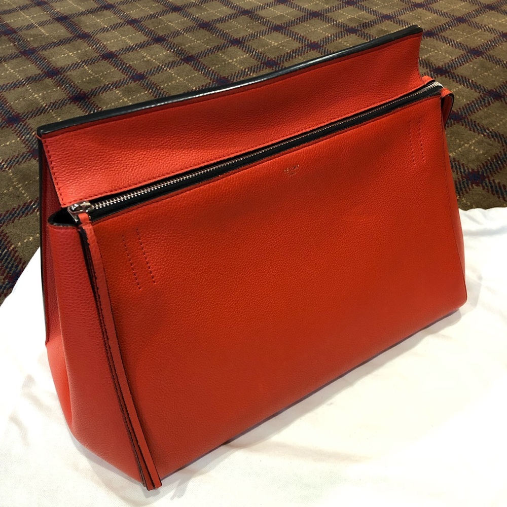Celine Edge Leather Handbag Medium Red/Orange